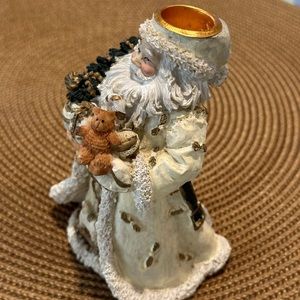 Old World Father Christmas Santa Resin Candle Holder 5” European Style Vintage